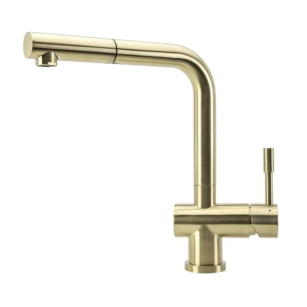 Swedia Sigge Stainless Steel Kitchen Mixer Tap With Pull-Out - Brushed Brass