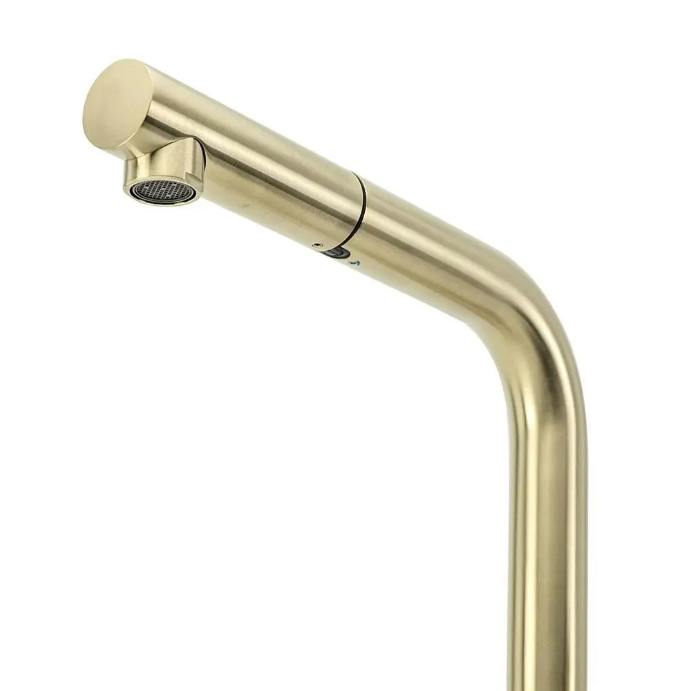 Swedia Sigge Stainless Steel Kitchen Mixer Tap With Pull-Out - Brushed Brass