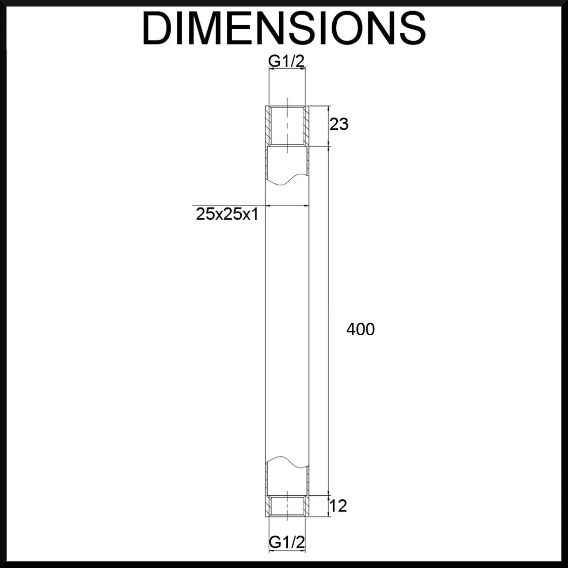 Vale 400mm Ceiling Mounted Square Shower Arm - Matte Black