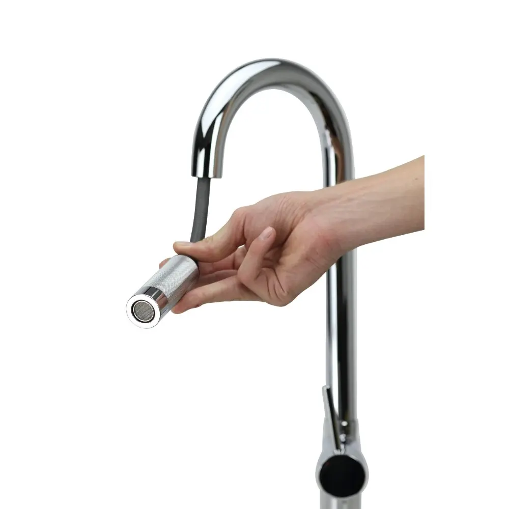 Vale Superb Pull Out Goose Neck Kitchen Mixer Tap - Chrome