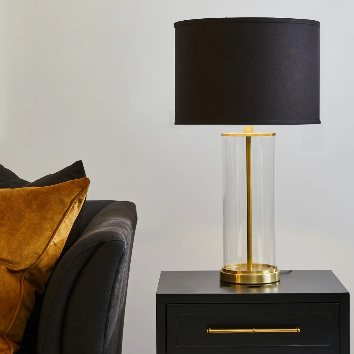 Cafe Lighting Left Bank Table Lamp - Brass with Black Shade