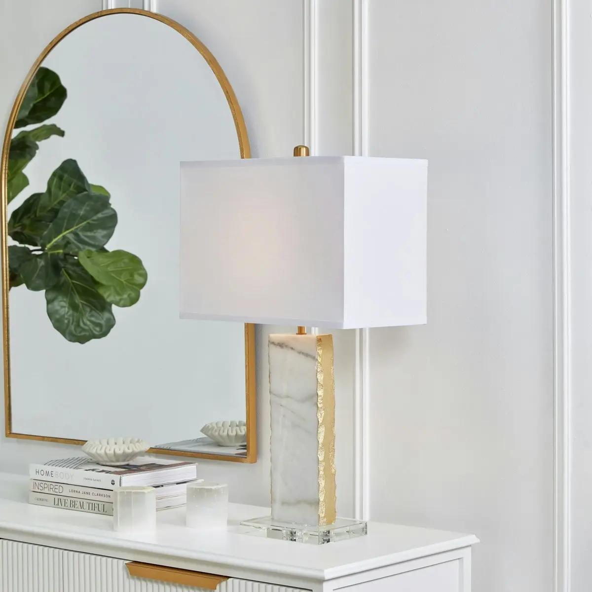 Cafe Lighting Benicia Marble Table Lamp - Gold