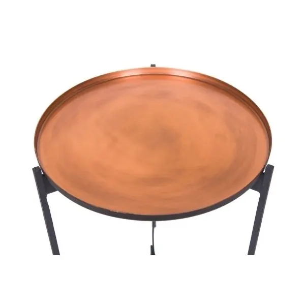 Set of 2 SSH Collection Jeeves 51 and 61cm Round Butler Tables - Black Frame with Copper Top