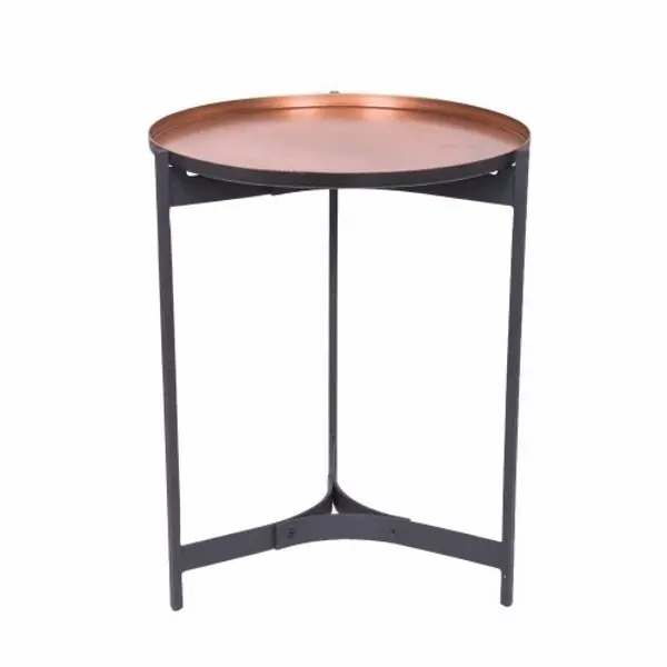 Set of 2 SSH Collection Jeeves 51 and 61cm Round Butler Tables - Black Frame with Copper Top