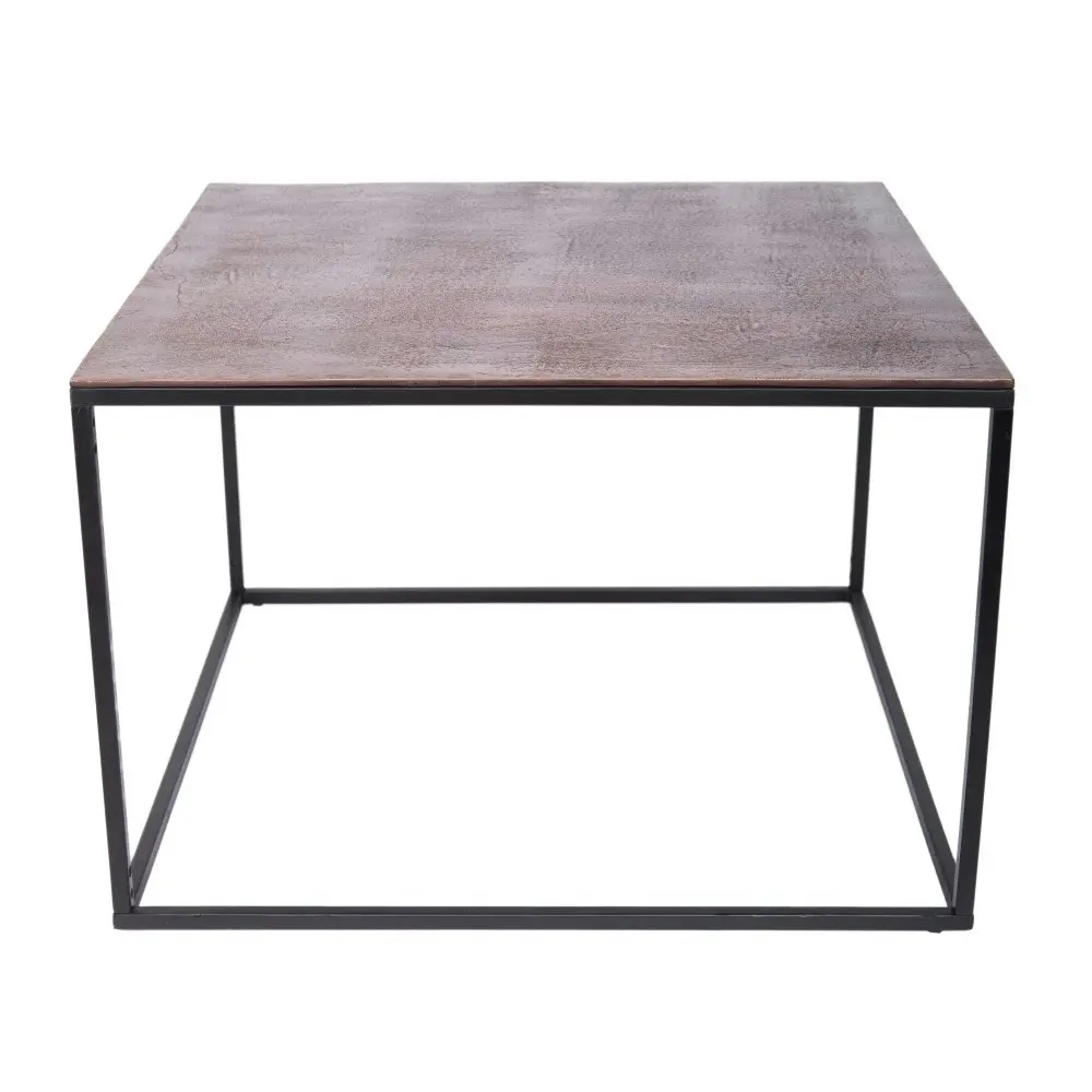 SSH Collection Cubic 69cm Square Coffee Table - Black Frame with Antique Copper Top