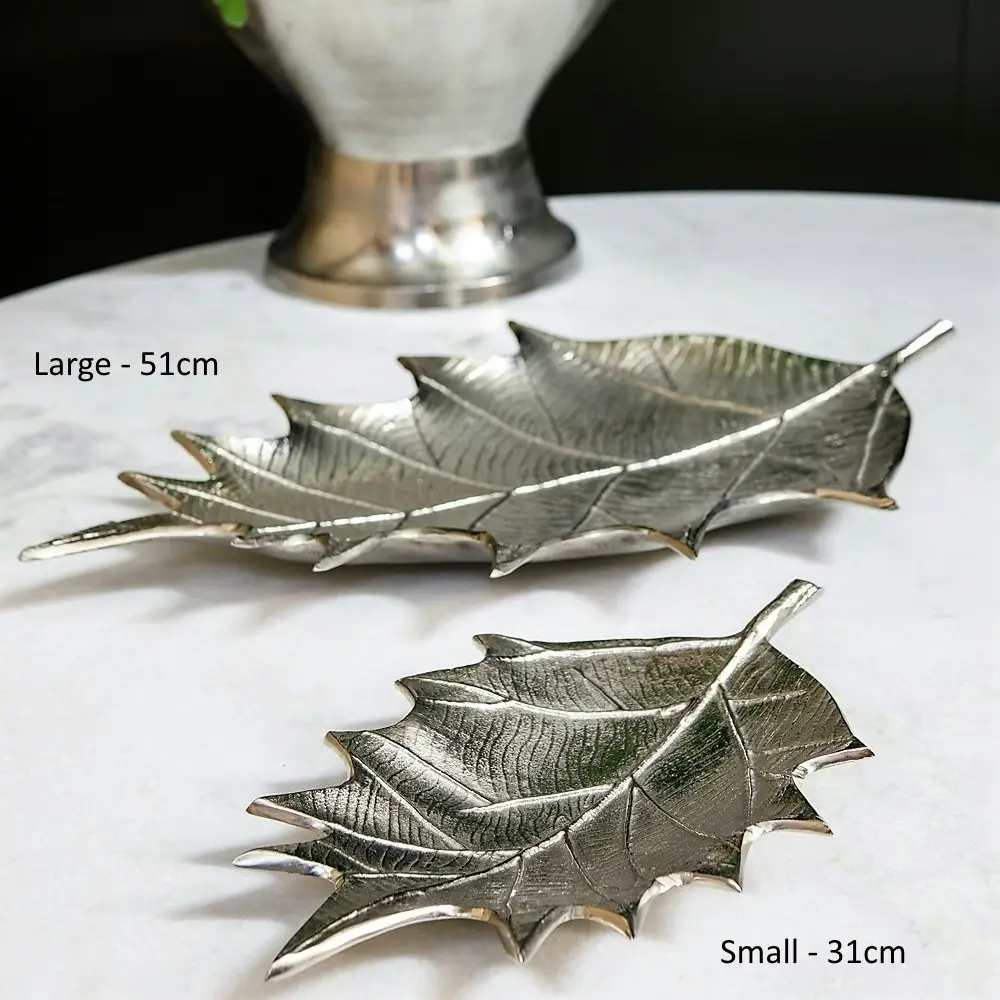 SSH Collection Oak Large 51cm Long Decorative Leaf - Nickel