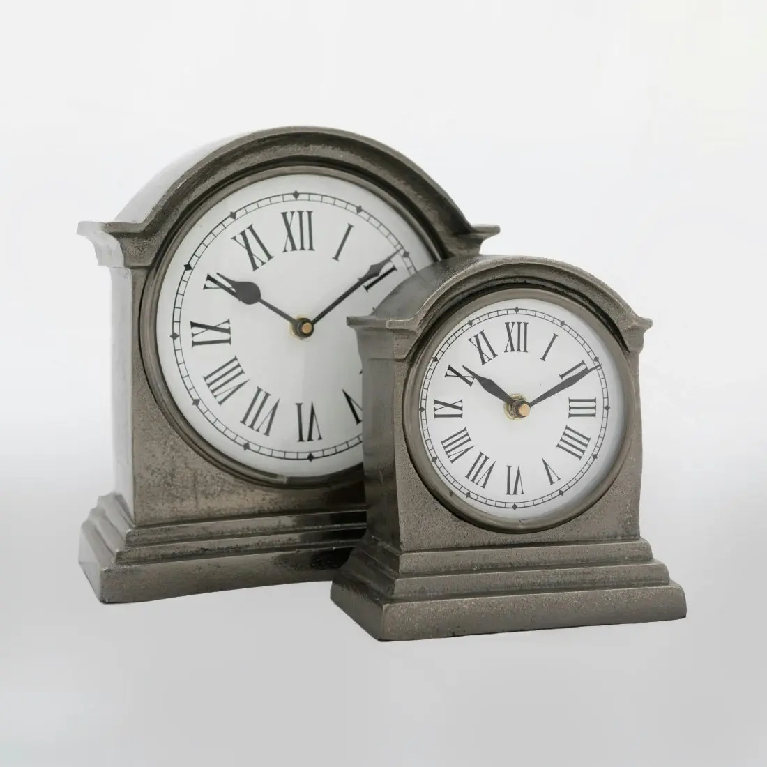 SSH Collection Hutt Small Table Clock with Round White Face - Black Nickel