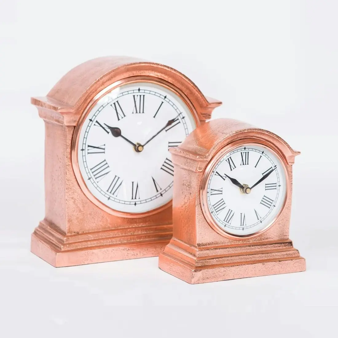 SSH Collection Hutt Small Table Clock with Round White Face - Copper