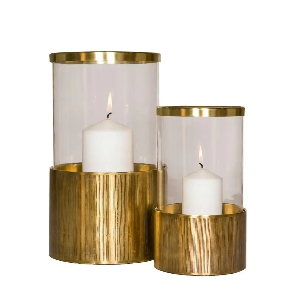 SSH Collection Ziggy 39cm Tall Hurricane Lamp - Brass