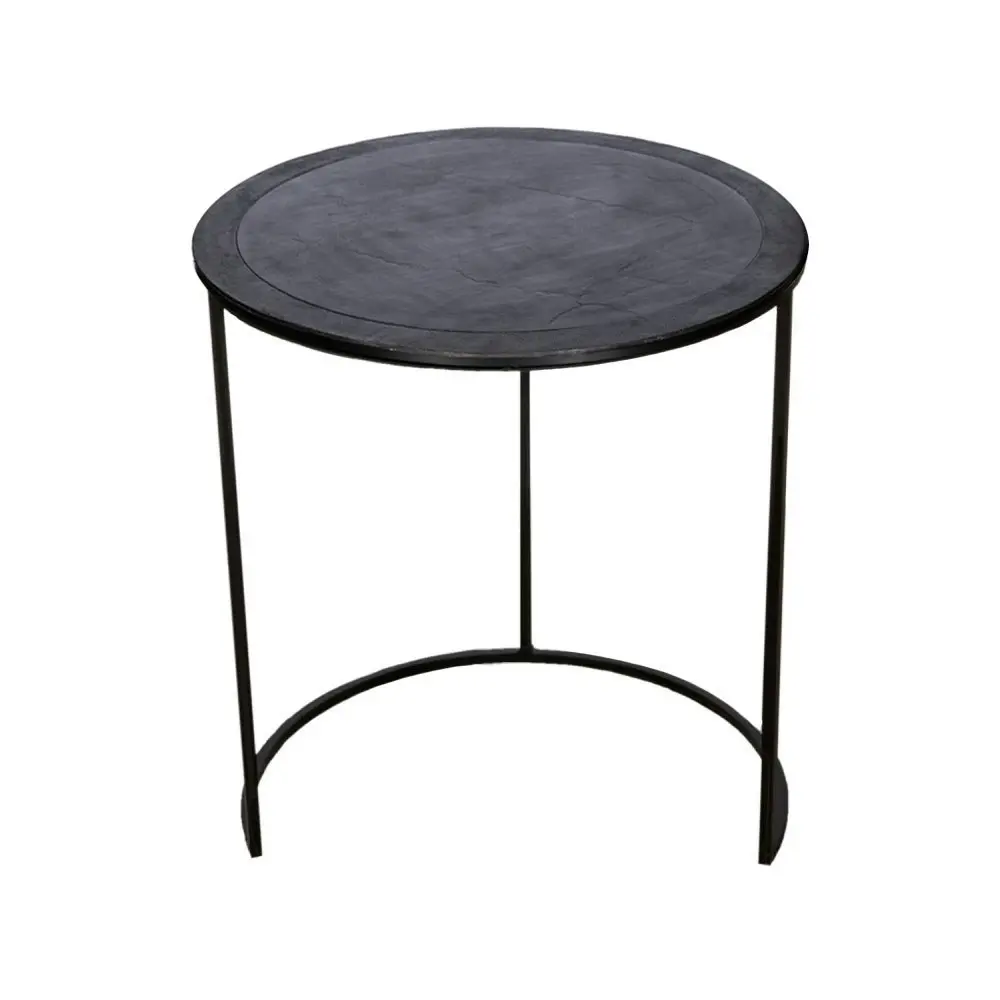 Set of 2 SSH Collection Philip 41 and 49cm Wide Nesting Side Tables - Black Nickel