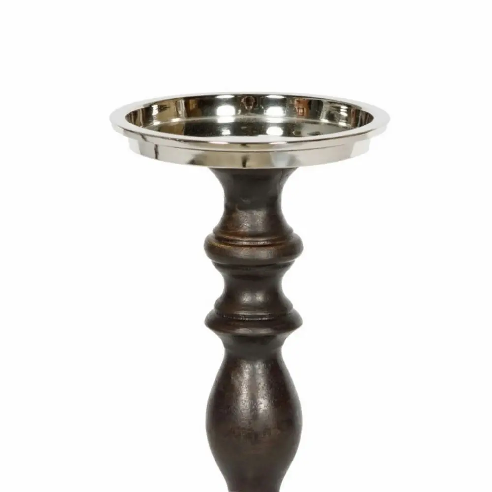 SSH Collection Lucille 30cm Tall Single Candle Holder - Black Timber and Nickel