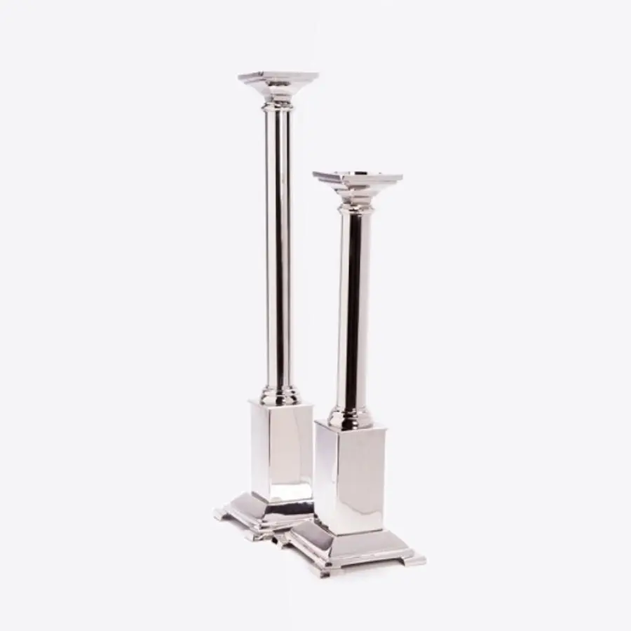 SSH Collection Dynasty 74cm Tall Square Based Candle Stand with Nickel Finish