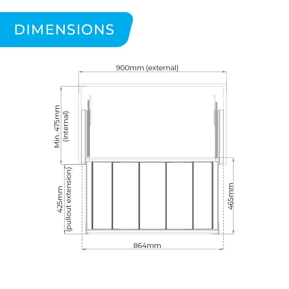 Higold B Series Pull Out Wardrobe Storage Tray with Adjustable Sections (for 90cm cupboard)