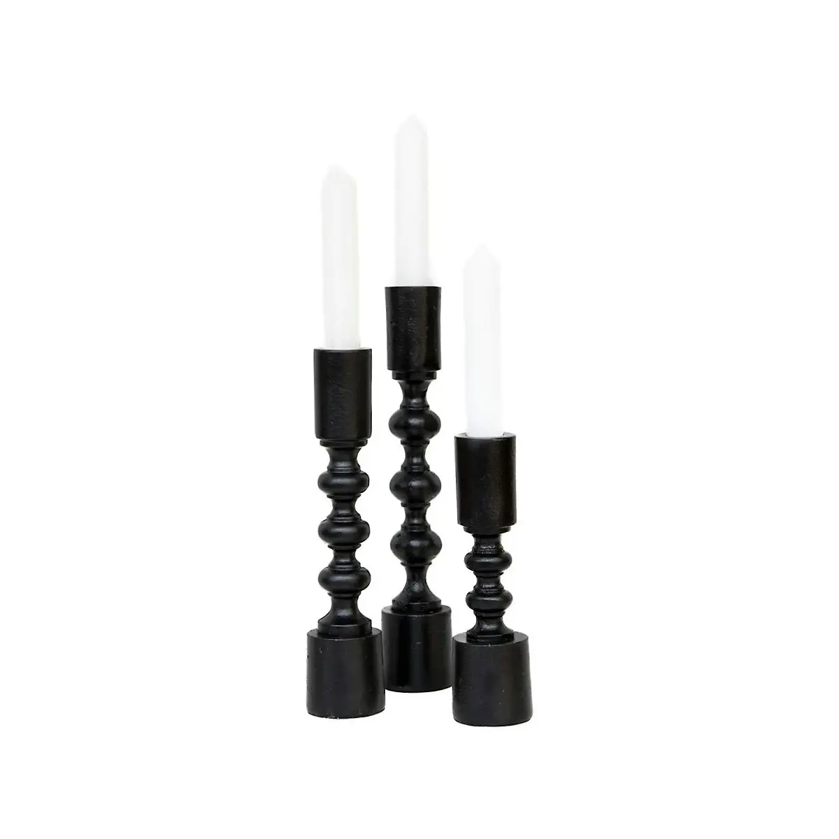 SSH Collection Ripple 25cm Single Candle Stand - Black