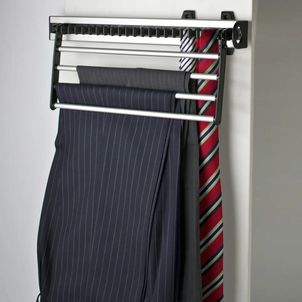 Heuger Slide-Out Side-Mounted Trouser and Tie Rack with Frame