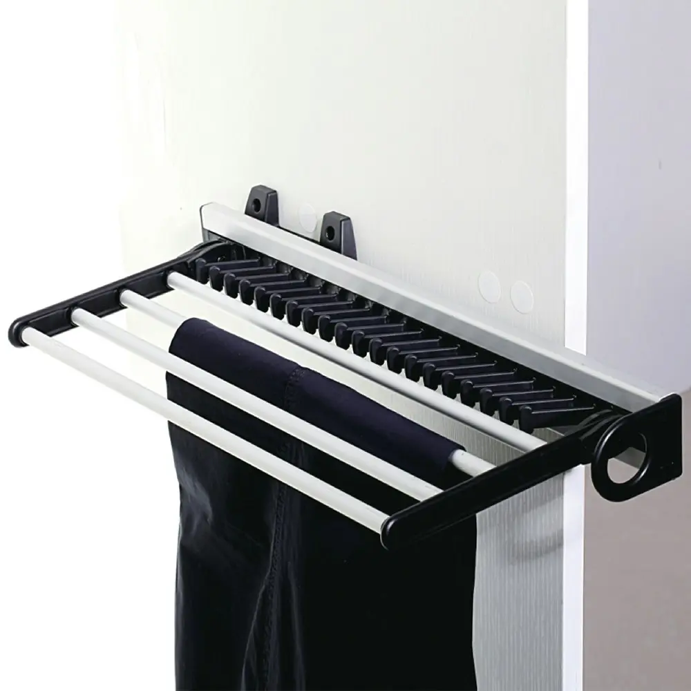 Heuger Slide-Out Side-Mounted Trouser and Tie Rack with Frame