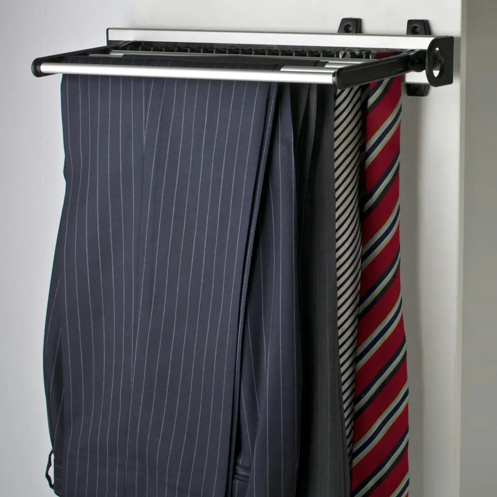 Heuger Slide-Out Side-Mounted Trouser and Tie Rack with Frame