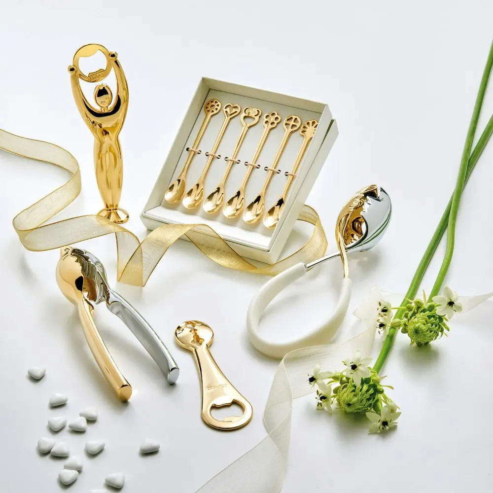 Bugatti Kiss Salad Tongs - White/Gold