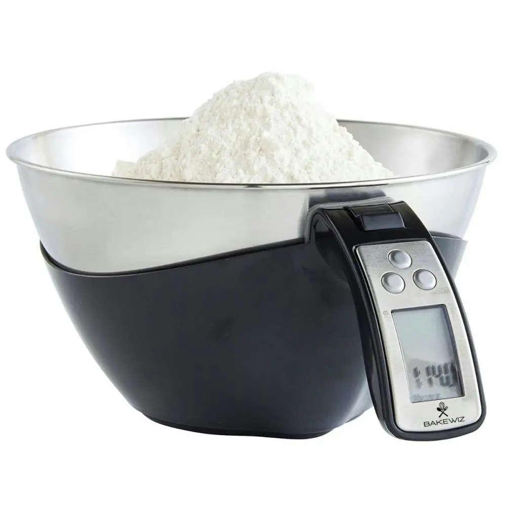 Bakewiz Digital Kitchen Food Scale with LED Display and Stainless Steel Bowl