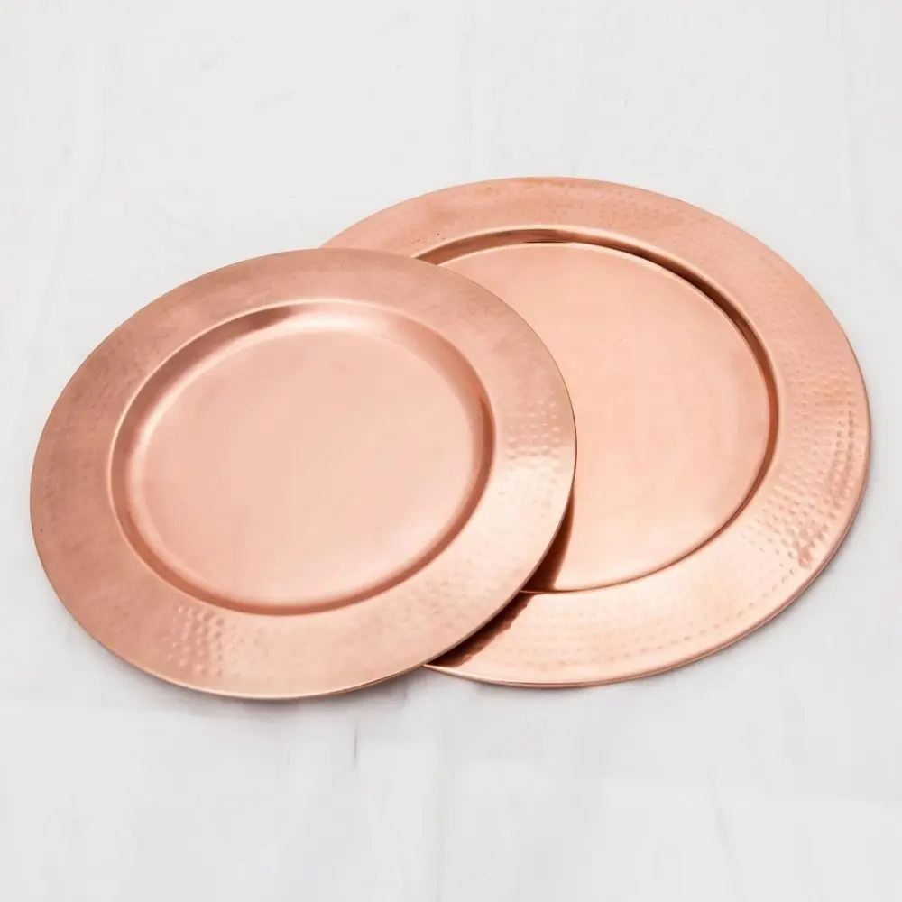 SSH Collection Discus Large Round 35cm Wide Serving Tray - Hammered Copper