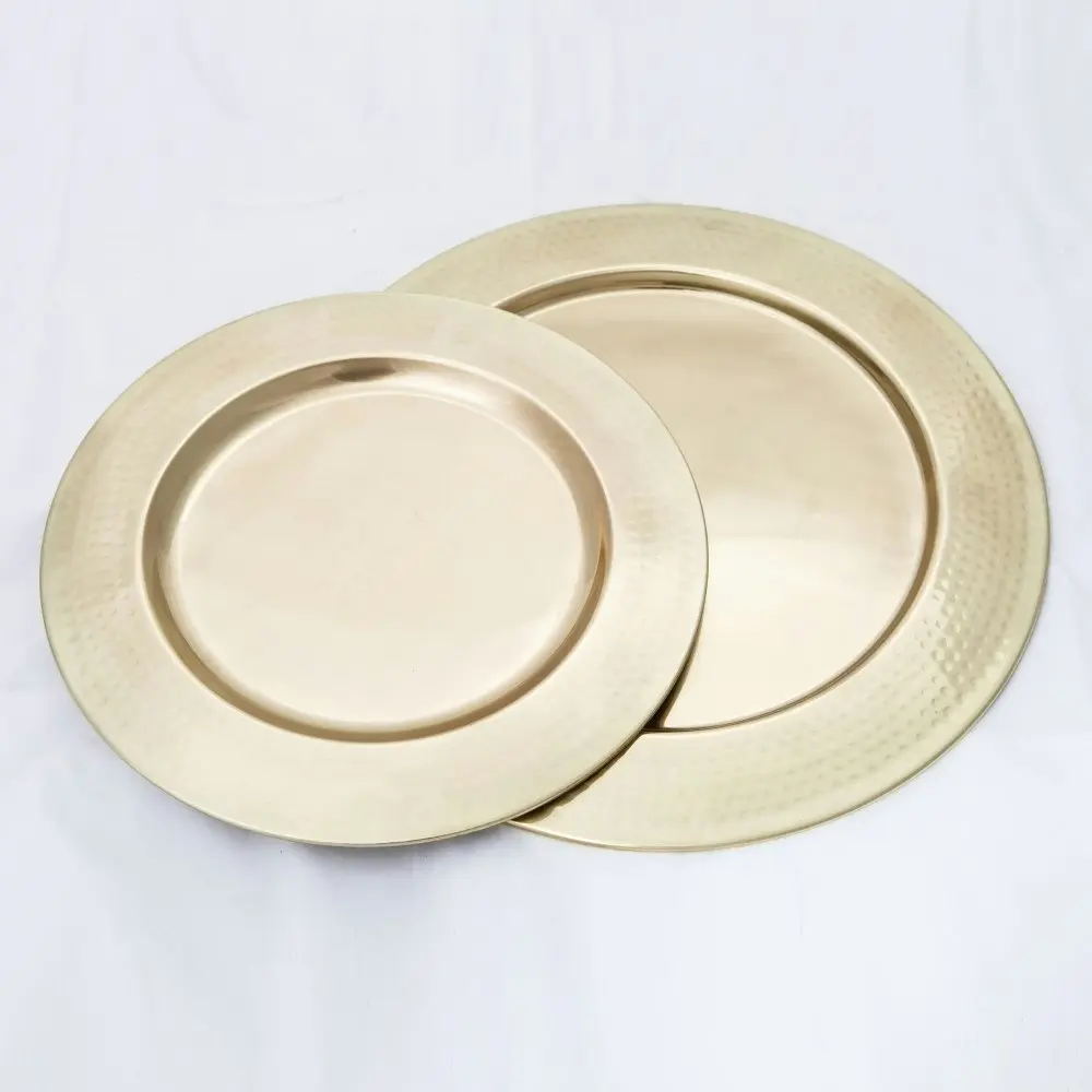 SSH Collection Discus Small Round 31cm Wide Serving Tray - Hammered Bronze