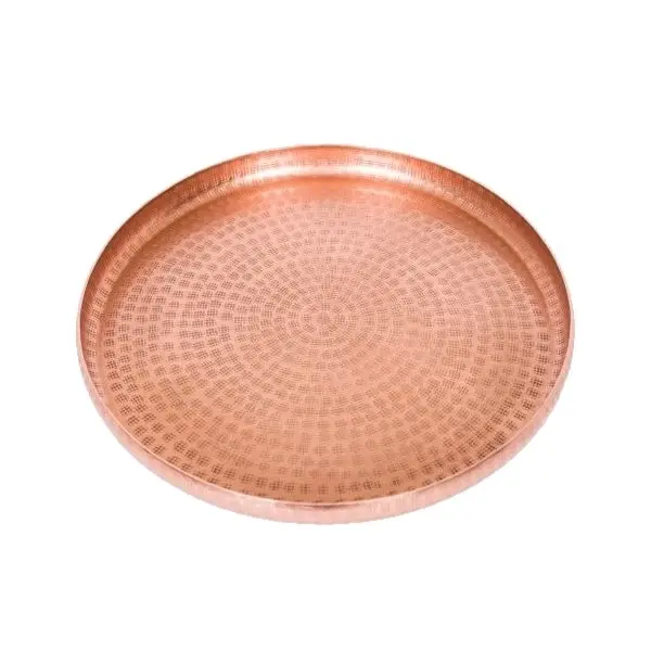 Set of 2 SSH Collection Lennox Round 40 and 60cm Serving Trays - Hammered Antique Copper