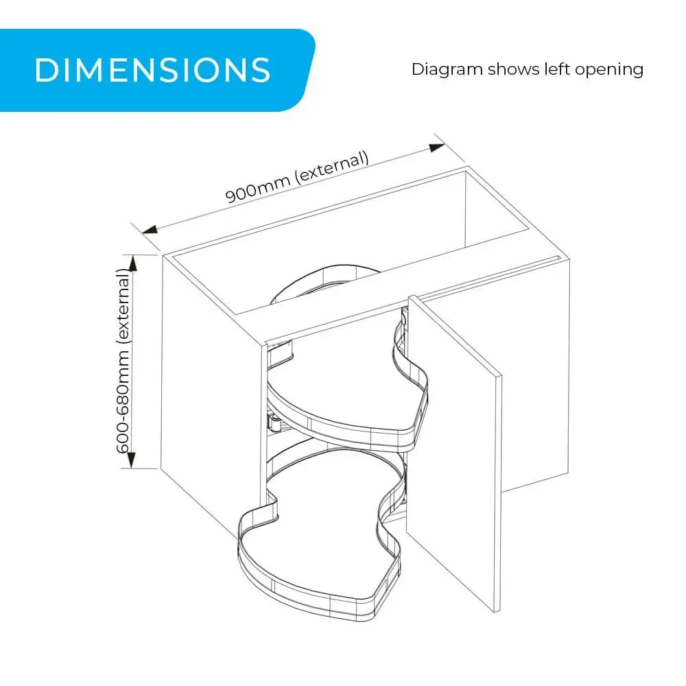 Higold Diamond Left Opening Swing Out Kitchen Corner Storage (for 90cm corner cupboard)