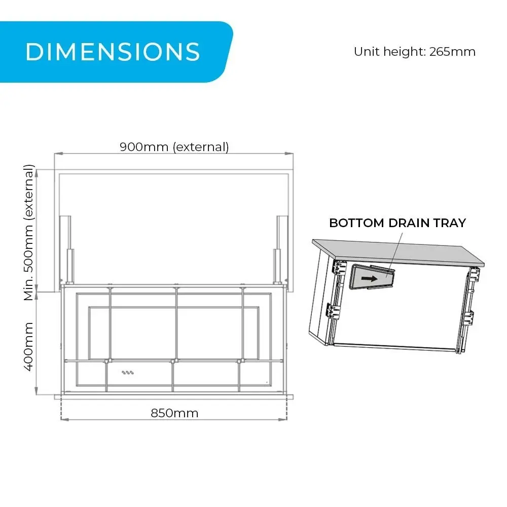 Higold Shearer Pull Out Kitchen Drawer - Deep Basket with Drain Tray (for 90cm corner cupboard)