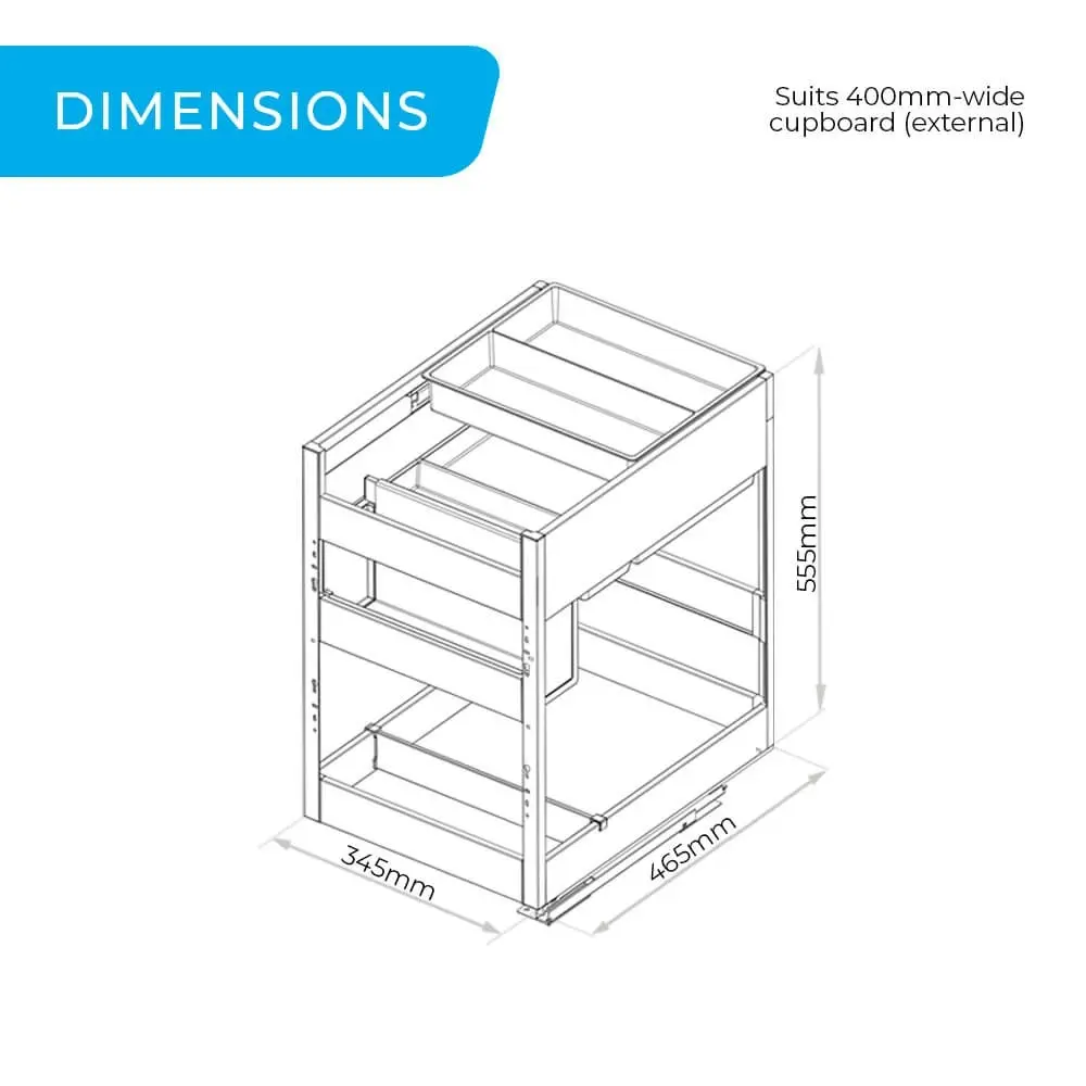 Higold Shearer Pull Out Kitchen Cupboard Organiser (for 40cm corner cupboard)