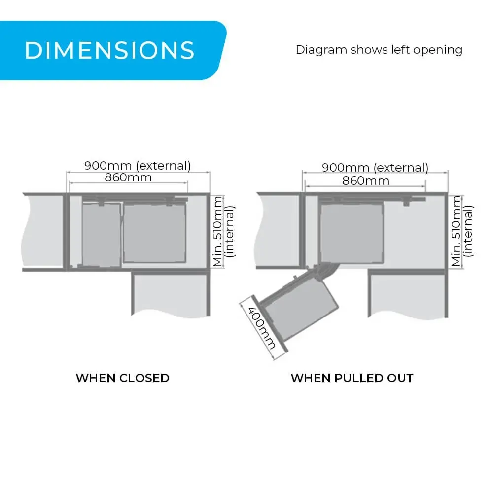 Higold Shearer Magic Corner Pull Out Left Opening Kitchen Storage (for 90cm Blind Corner)