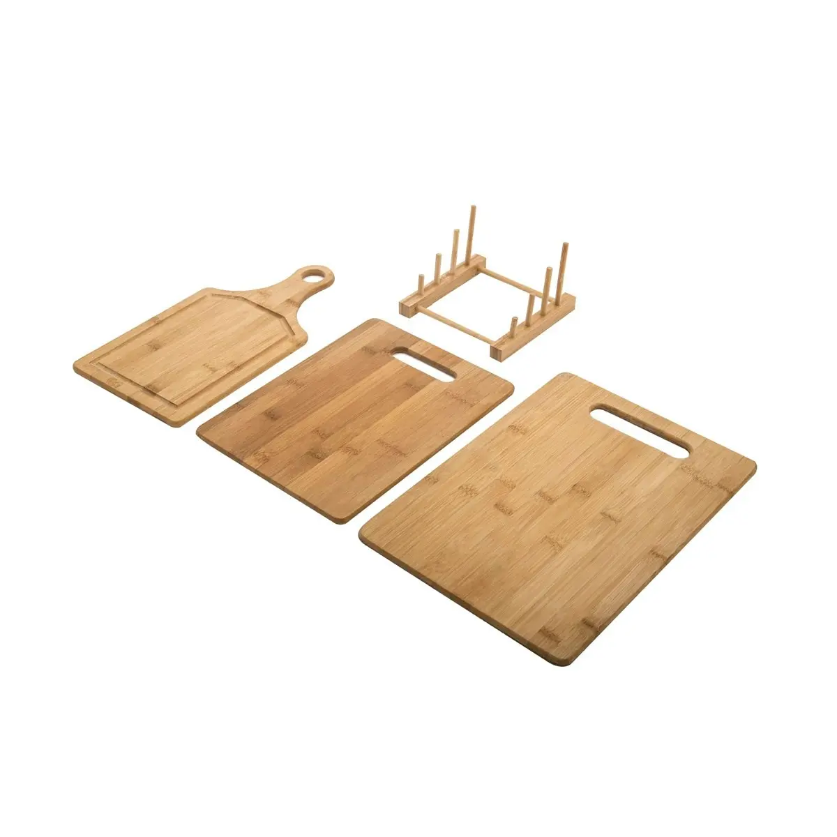 Davis & Waddell 4 Piece Bamboo Cutting Board Set with Stand - Natural