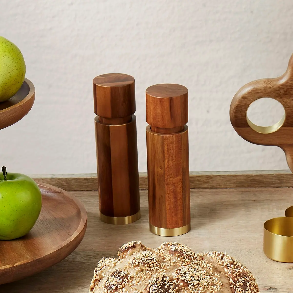 Davis & Waddell Acacia and Brass Salt/Pepper Mill - Natural