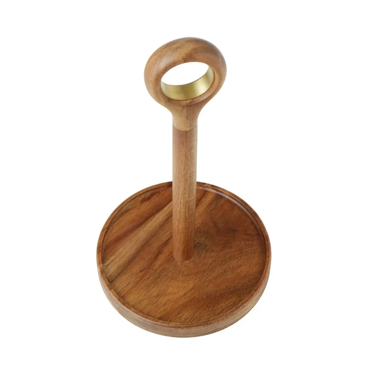 Davis & Waddell Acacia and Brass Paper Towel Holder - Natural