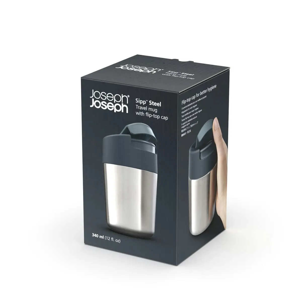 Joseph Joseph Sipp 340ml Steel Travel Mug - Anthracite