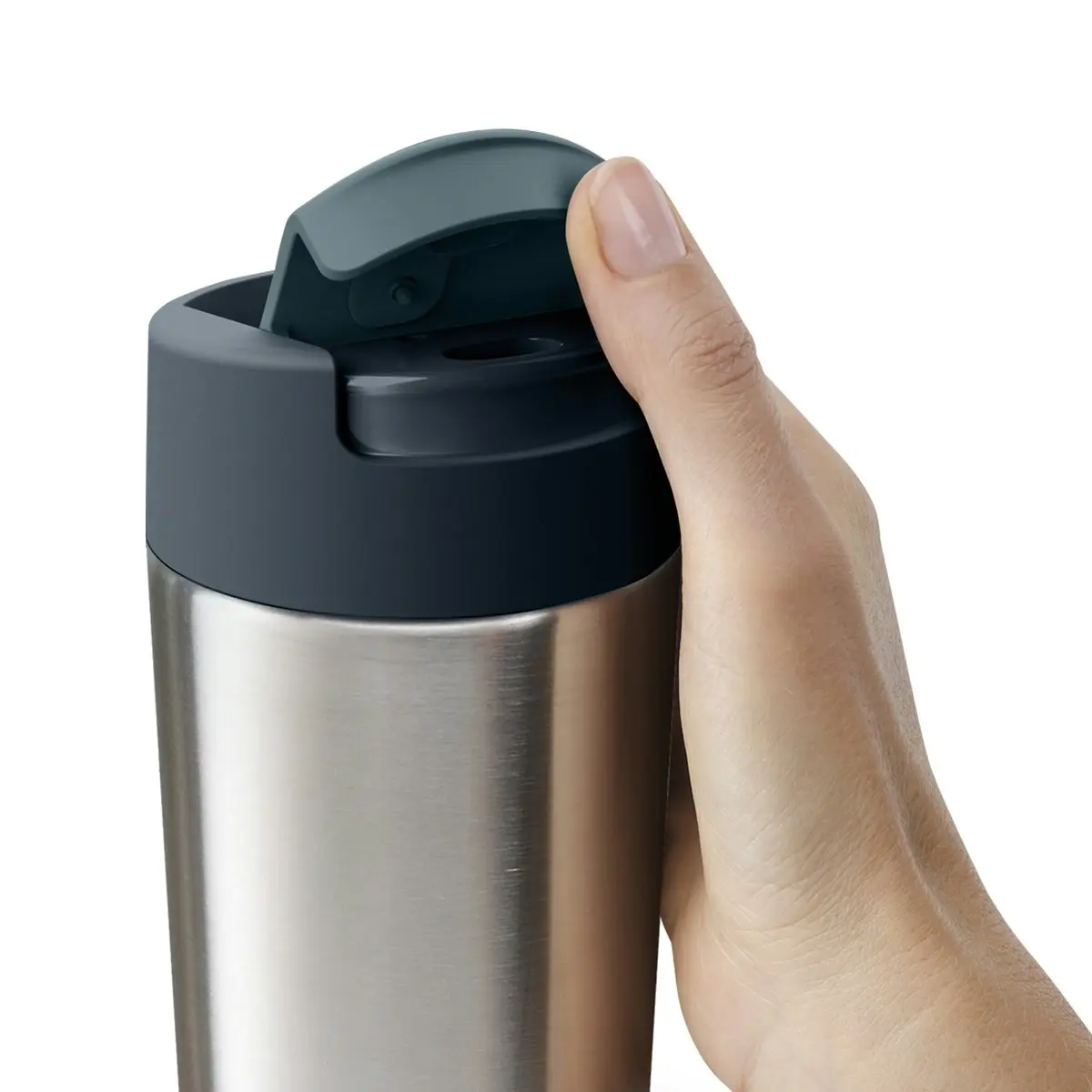 Joseph Joseph Sipp 454ml Large Steel Travel Mug - Grey