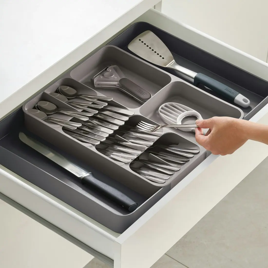 Joseph Joseph DrawerStore Expanding Cutlery&#44; Utensil & Gadgets Organiser - Grey