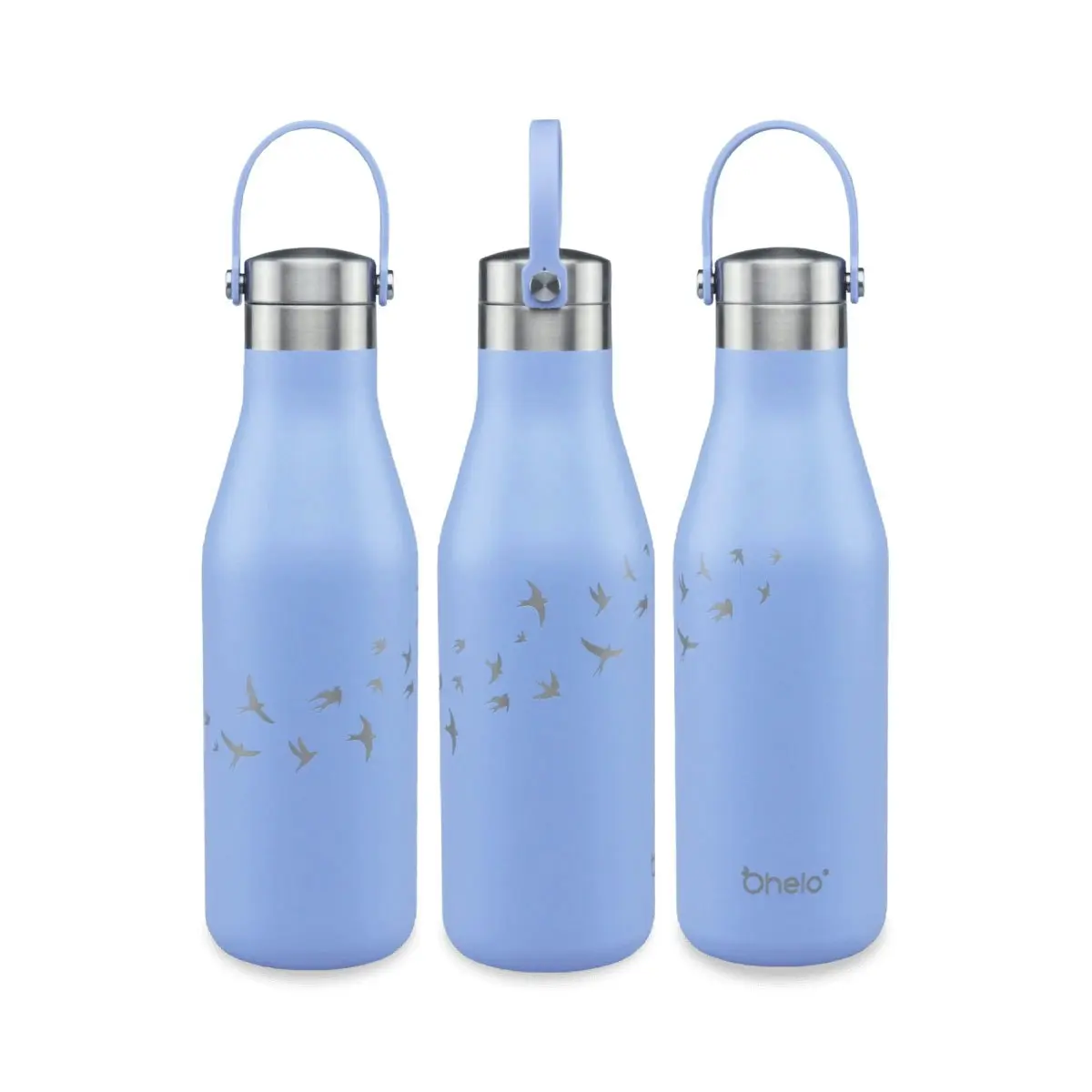 Ohelo 500ml Drink Bottle with Etched Swallows - Blue