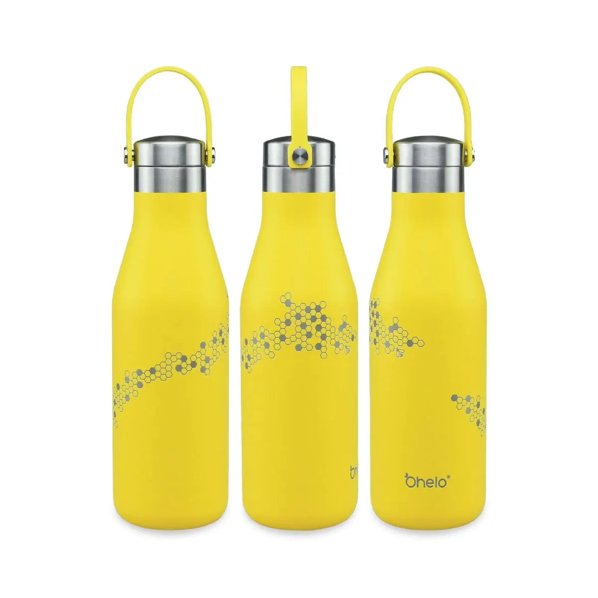 Ohelo 500ml Drink Bottle with Etched Bees - Yellow