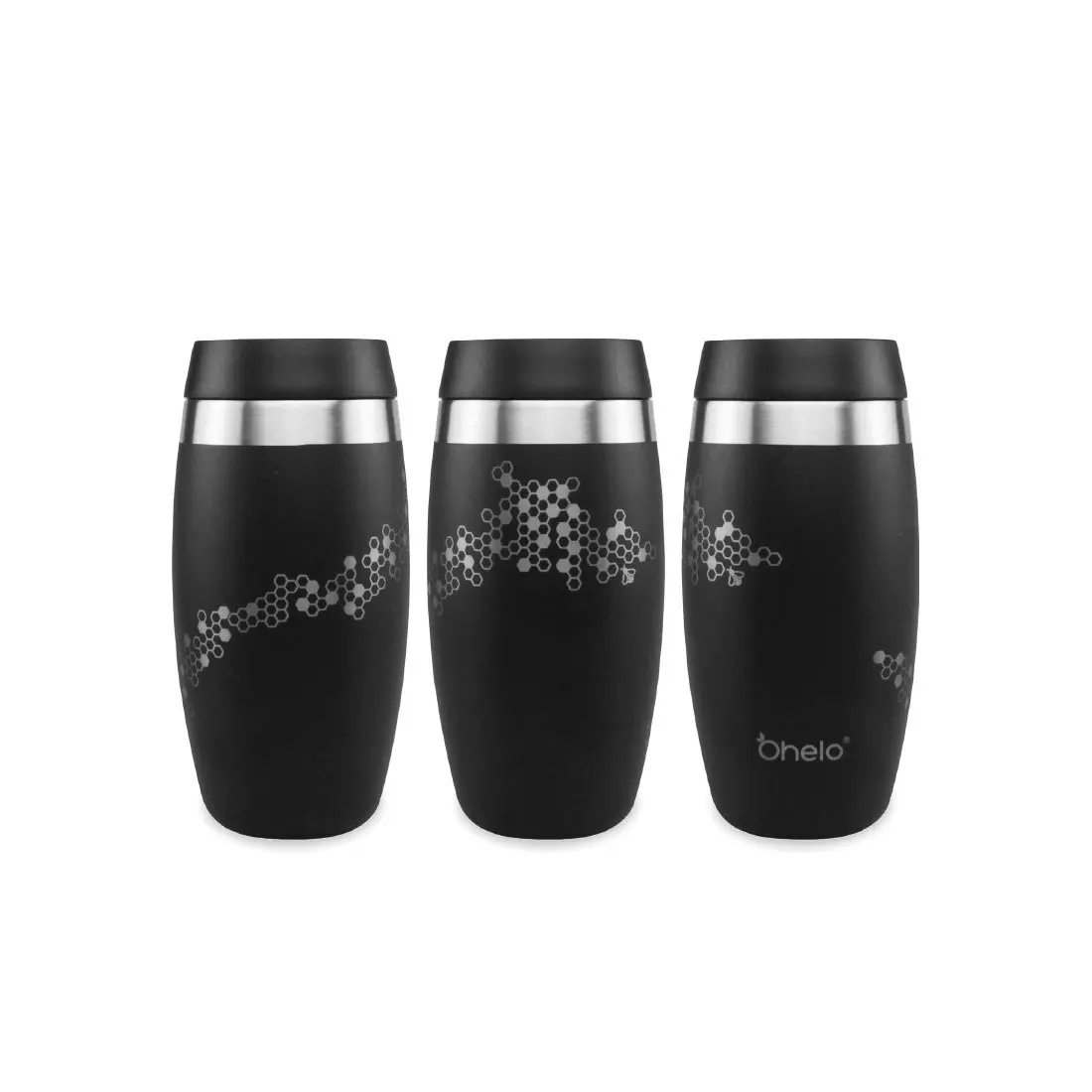 Ohelo 400ml Tumbler with Etched Bees - Black