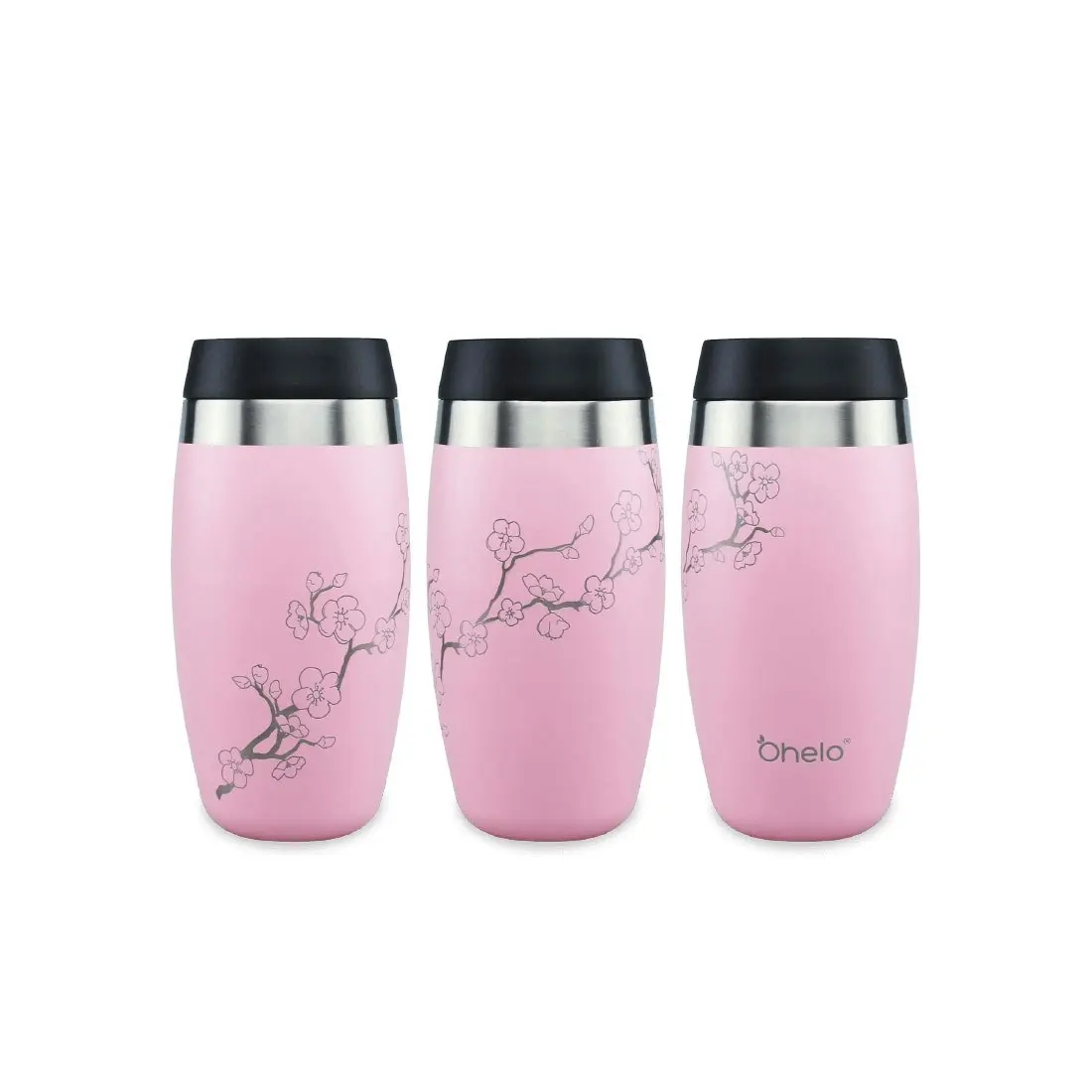 Ohelo 400ml Tumbler with Etched Blossoms - Pink