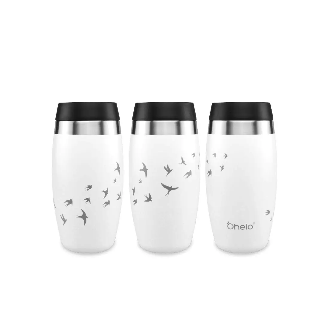 Ohelo 400ml Tumbler with Etched Swallows - White