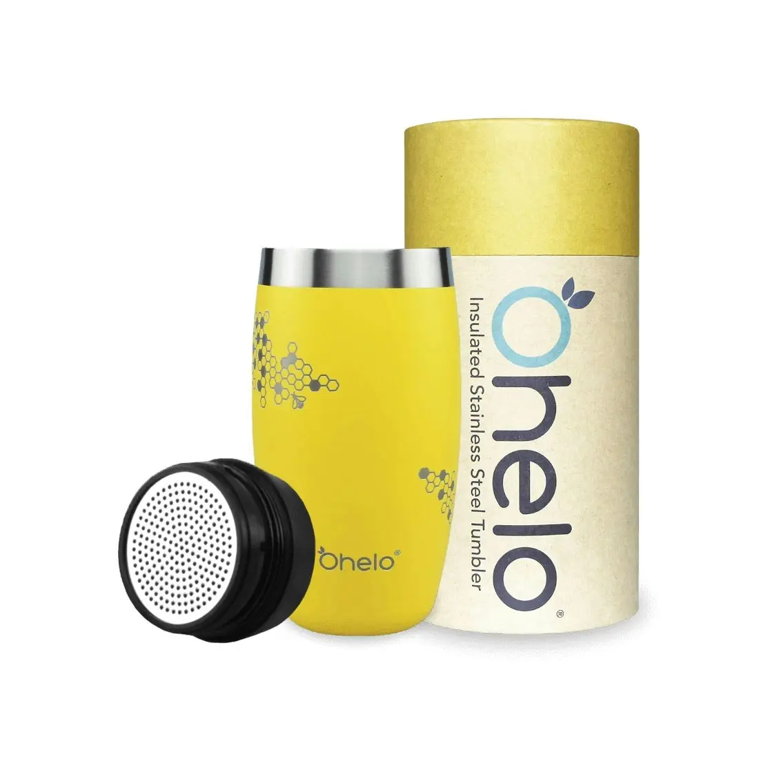 Ohelo 400ml Tumbler with Etched Bees - Yellow