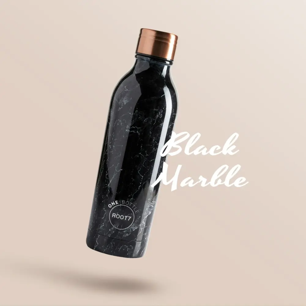 Root7 OneBottle 500ml Drink Bottle - Black Marble