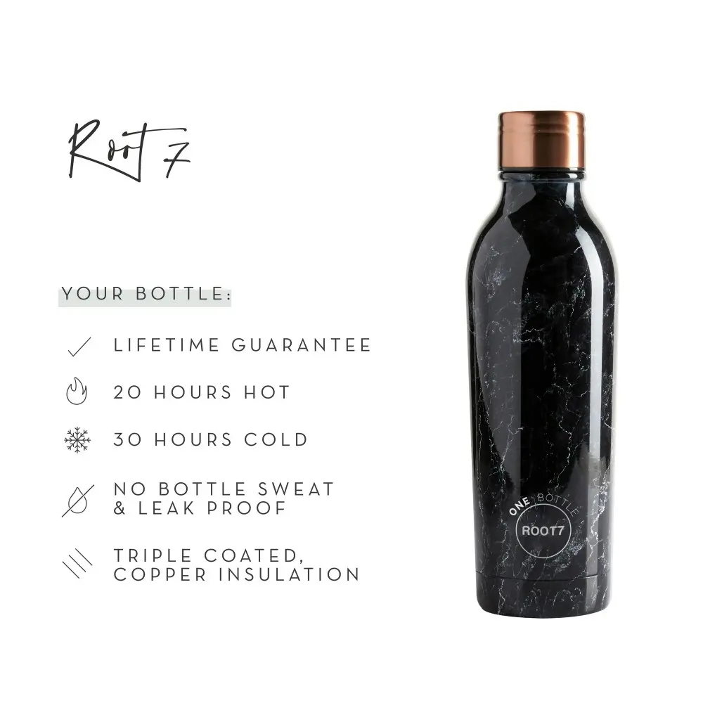 Root7 OneBottle 500ml Drink Bottle - Black Marble