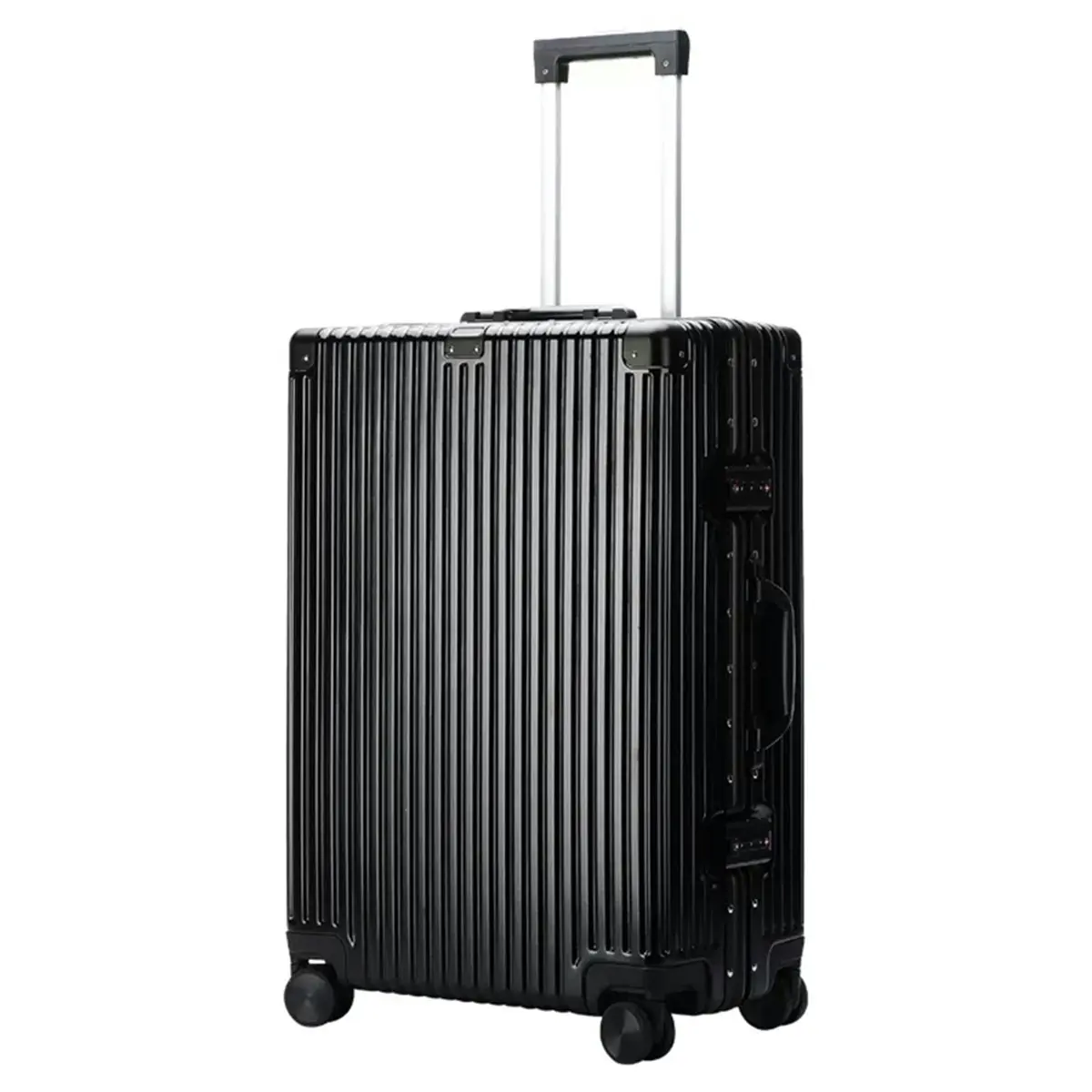 Bopai Aluminium Luggage Suitcase Lightweight TSA Locker 8 Wheels 360 Degree Rolling Carry On Hardcase B3201 Black