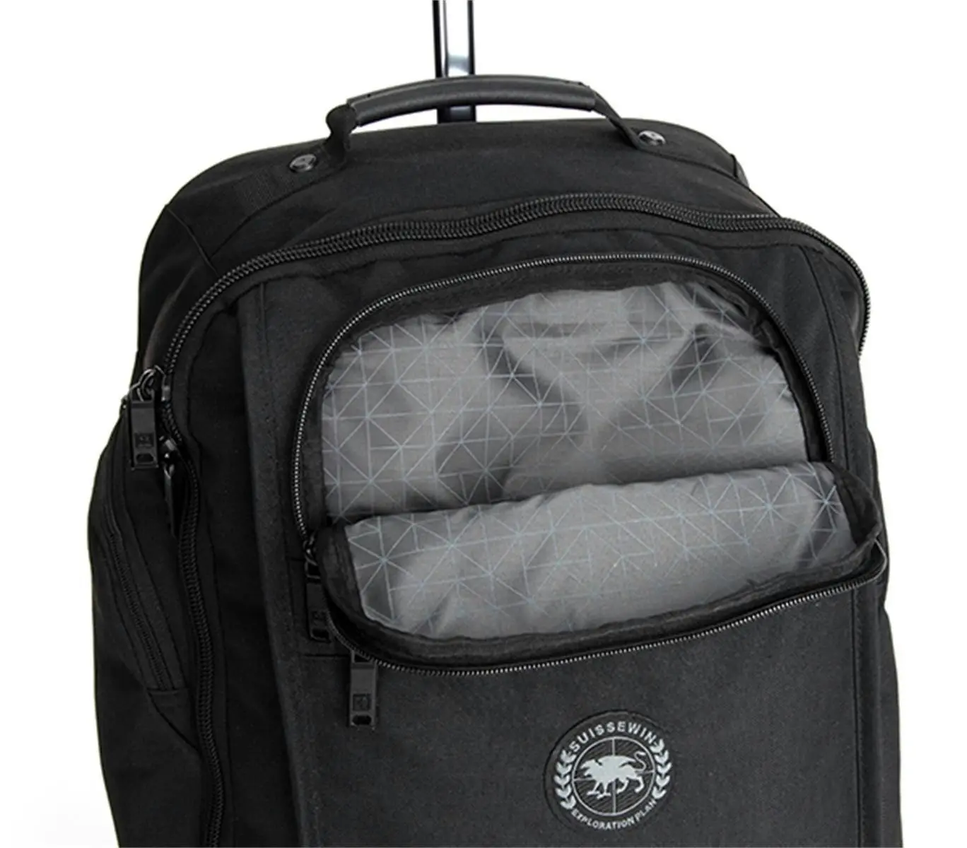 Suissewin Swiss Wheeled Bag Lightweight Big Wheels Carry On Travel Suitcase Rolling Tote SN19350 Black