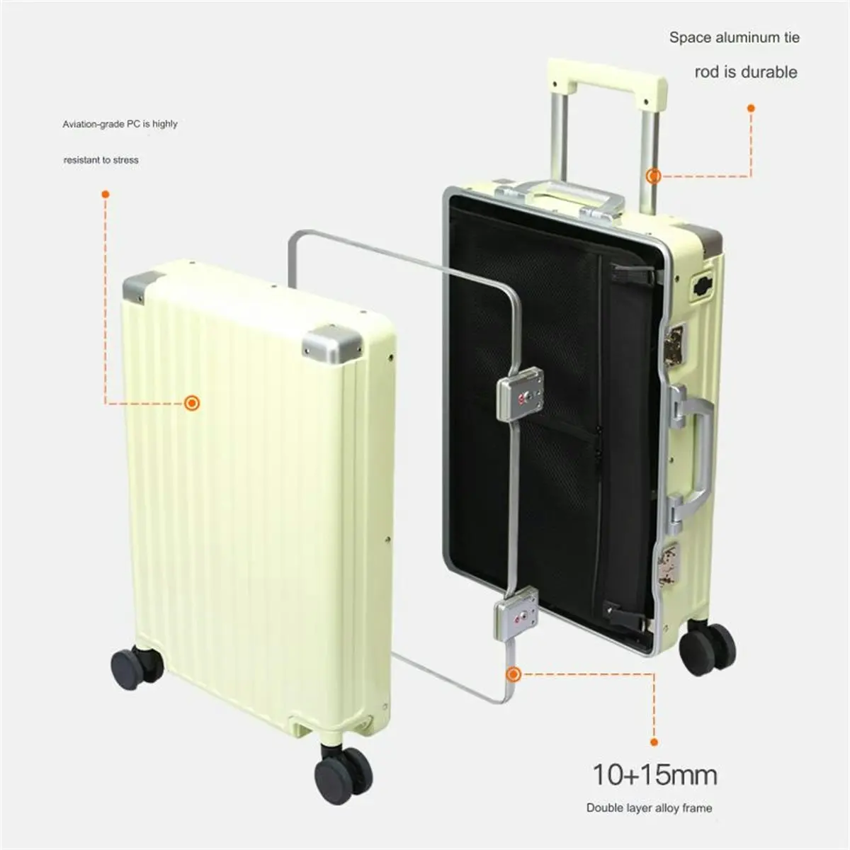 Bopai Aluminium Frame Luggage Suitcase Lightweight with TSA locker 8 wheels HardCase B9203