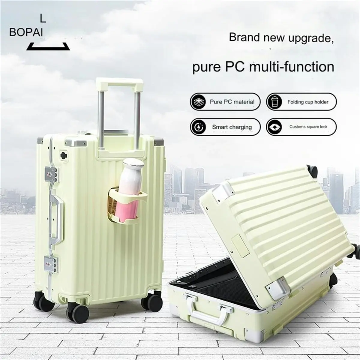 Bopai Aluminium Frame Luggage Suitcase Lightweight with TSA locker 8 wheels HardCase B9203