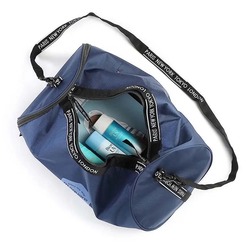 M Square Portable Barrel Bag Cross-body Sporty Duffel Bag Lightweight Travel Bag Blue Large