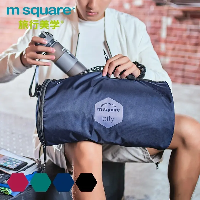 M Square Portable Barrel Bag Cross-body Sporty Duffel Bag Lightweight Travel Bag Blue Large